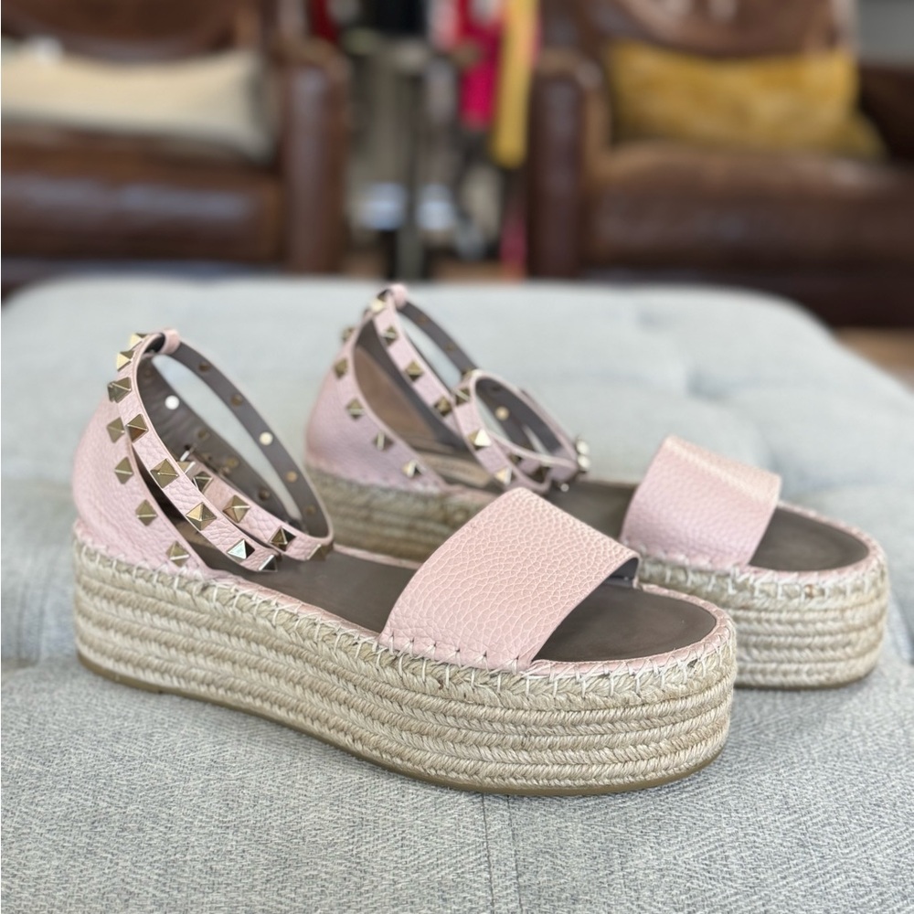 Valentino Garavani Pink Studded Platform Sandals